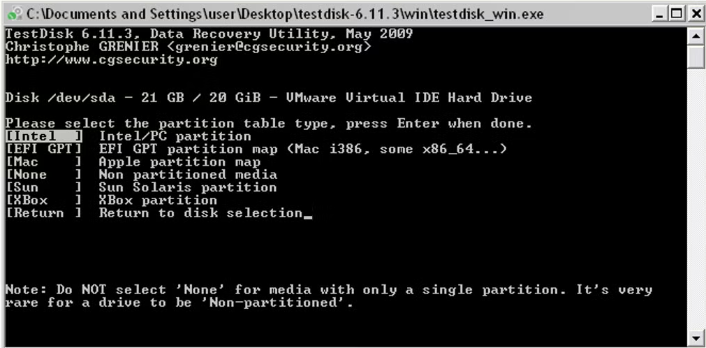 Screenshot TestDisk